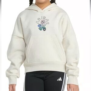 Adidas teen girl LONG SLEEVE HEATHER MULTI GRAPHIC FLEECE PULLOVER HOODIE